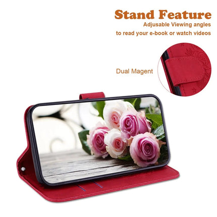 For Realme 13+ 5G Case PU Leather Wallet Phone Cover Butterfly Flower Imprint