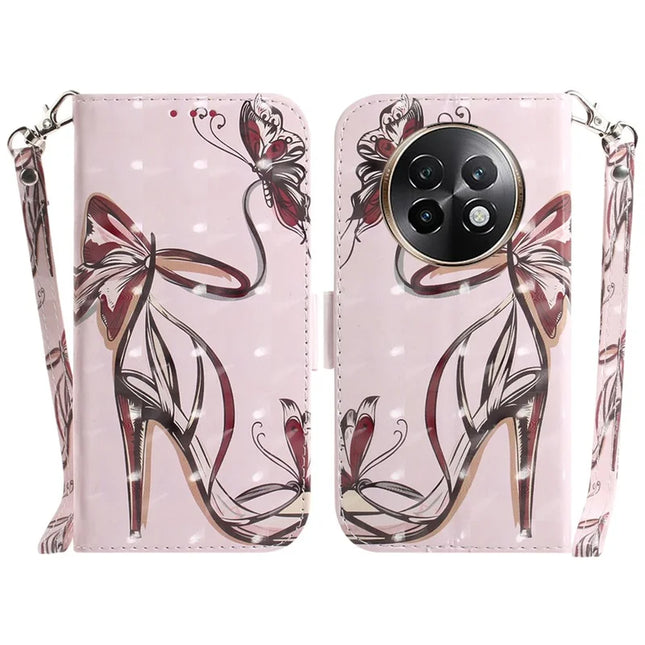 For Realme 13+ 5G Case Pattern Printing Leather Wallet Phone Cover - Butterfly High Heels