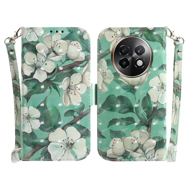 For Realme 13+ 5G Case Pattern Printing Leather Wallet Phone Cover - Watercolor Flowers