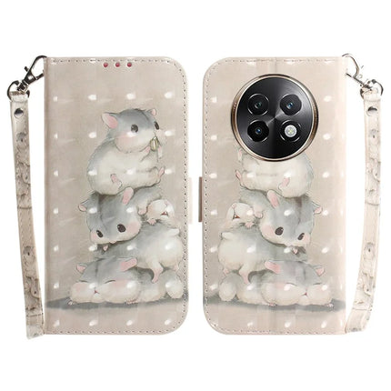 For Realme 13+ 5G Case Pattern Printing Leather Wallet Phone Cover - Stacking Squirrels
