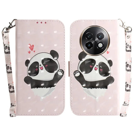 For Realme 13+ 5G Case Pattern Printing Leather Wallet Phone Cover - Love Heart Panda