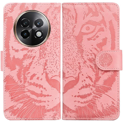 For Realme 13+ 5G / 13 Pro 5G (China) Case Tiger Imprint Leather Wallet Phone Cover - Pink