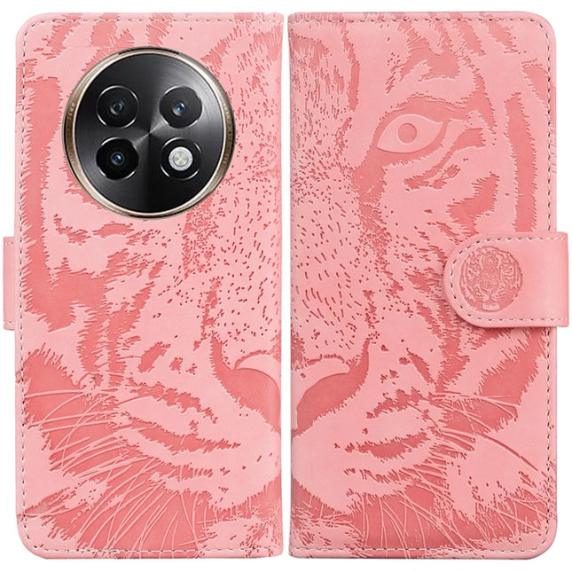 For Realme 13+ 5G / 13 Pro 5G (China) Case Tiger Imprint Leather Wallet Phone Cover - Pink
