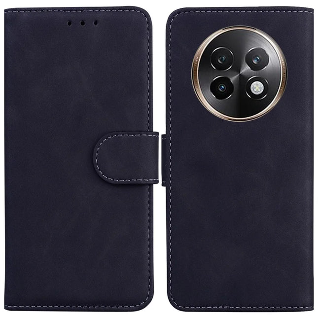 For Realme 13+ 5G Case Solid Color Leather Wallet Phone Cover - Black