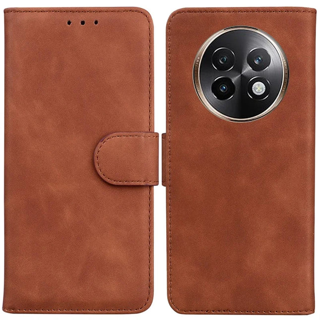 For Realme 13+ 5G Case Solid Color Leather Wallet Phone Cover - Brown