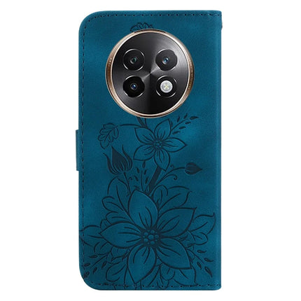 For Realme 13+ 5G Case Lily Flower Imprint Leather Phone Cover with Stand