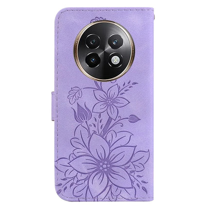 For Realme 13+ 5G Case Lily Flower Imprint Leather Phone Cover with Stand