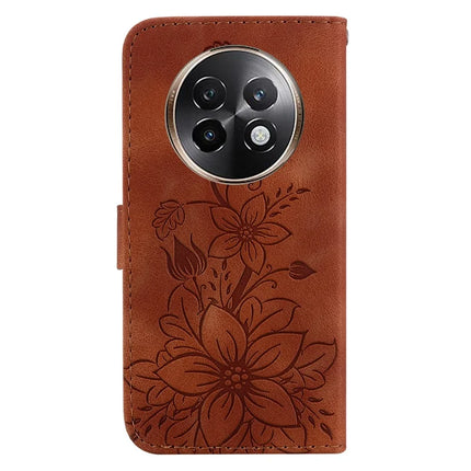 For Realme 13+ 5G Case Lily Flower Imprint Leather Phone Cover with Stand