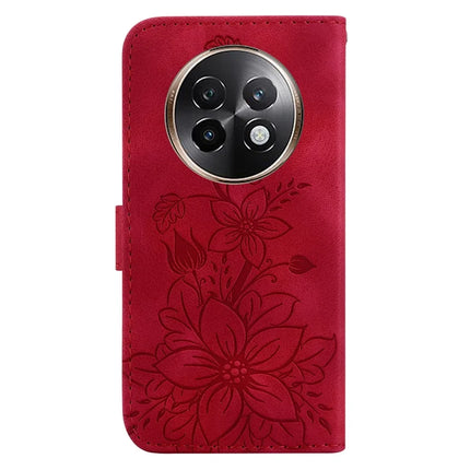 For Realme 13+ 5G Case Lily Flower Imprint Leather Phone Cover with Stand