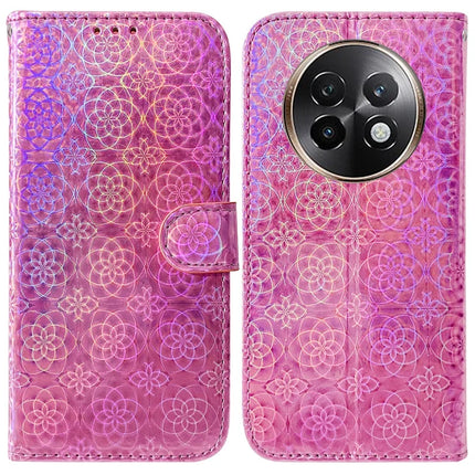 For Realme 13+ 5G Stand Case Dazzling Flower Leather Phone Cover - Pink