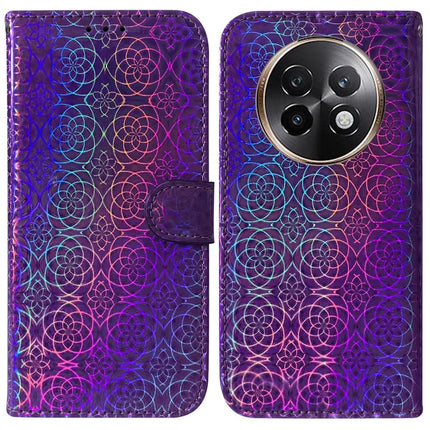 For Realme 13+ 5G Stand Case Dazzling Flower Leather Phone Cover - Purple