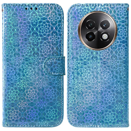 For Realme 13+ 5G Stand Case Dazzling Flower Leather Phone Cover - Blue