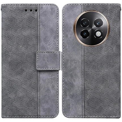 For Realme 13+ 5G Case Geometry Pattern Leather Wallet Phone Cover - Grey