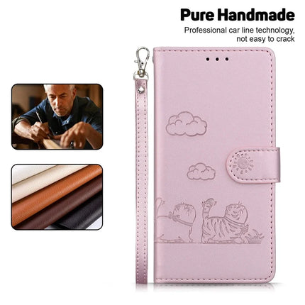 For Realme 13+ 5G Case RFID Blocking Kitten Pattern TPU+PU Leather Phone Cover