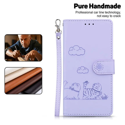 For Realme 13+ 5G Case RFID Blocking Kitten Pattern TPU+PU Leather Phone Cover
