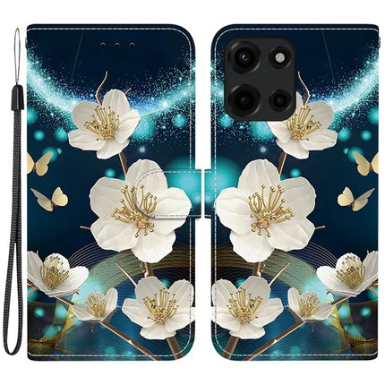 For Motorola Moto G 5G (2025) Case Pattern Printing Anti-Drop Leather Flip Wallet Phone Cover with Lanyard - Magnolia