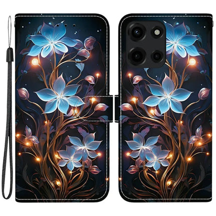 For Motorola Moto G 5G (2025) Case Pattern Printing Anti-Drop Leather Flip Wallet Phone Cover with Lanyard - Small Lantern Flower