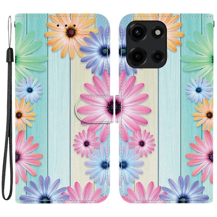For Motorola Moto G 5G (2025) Case Pattern Printing Anti-Drop Leather Flip Wallet Phone Cover with Lanyard - Sunflower