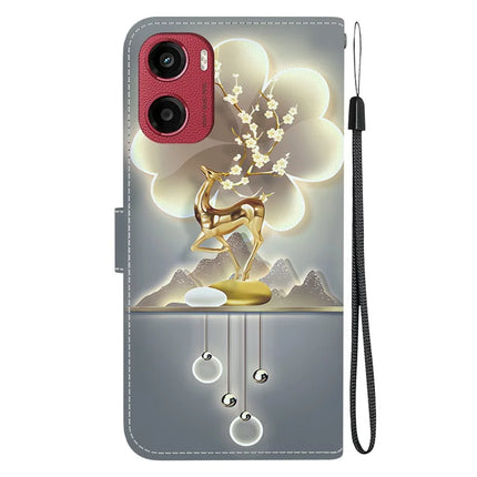 For Motorola Moto G05 4G  /  E15 4G Case Pattern Printing Anti-Drop Leather Flip Wallet Phone Cover with Lanyard