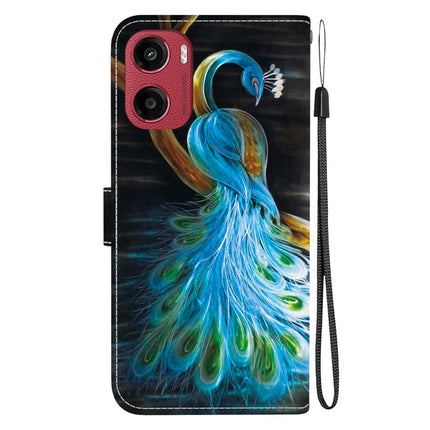 For Motorola Moto G05 4G  /  E15 4G Case Pattern Printing Anti-Drop Leather Flip Wallet Phone Cover with Lanyard