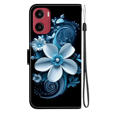 For Motorola Moto G05 4G  /  E15 4G Case Pattern Printing Anti-Drop Leather Flip Wallet Phone Cover with Lanyard