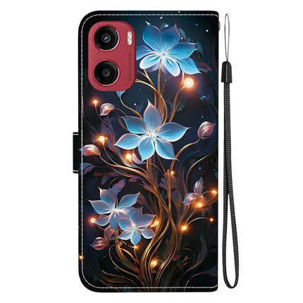 For Motorola Moto G05 4G  /  E15 4G Case Pattern Printing Anti-Drop Leather Flip Wallet Phone Cover with Lanyard