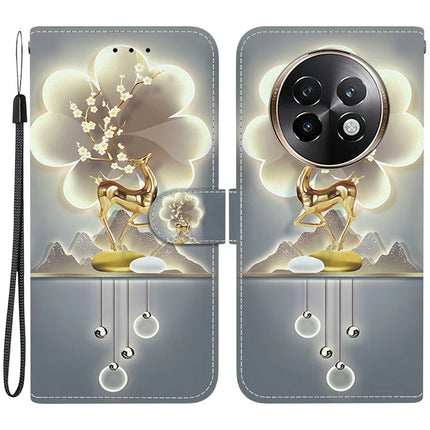 For Realme 13+ 5G Case Pattern Printing Anti-Drop Leather Flip Wallet Phone Cover with Lanyard - Sika Deer