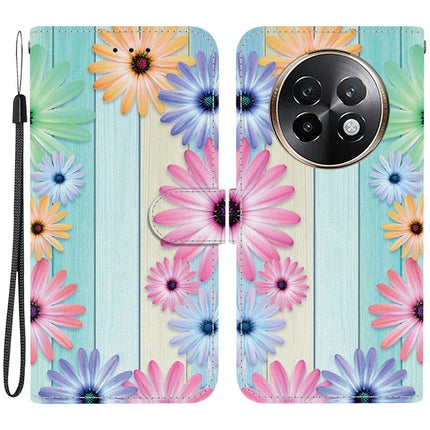 For Realme 13+ 5G Case Pattern Printing Anti-Drop Leather Flip Wallet Phone Cover with Lanyard - Sunflower