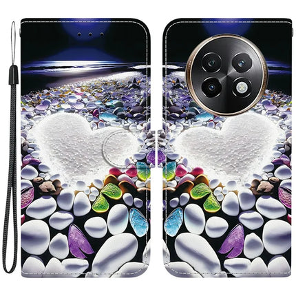 For Realme 13+ 5G Case Pattern Printing Anti-Drop Leather Flip Wallet Phone Cover with Lanyard - Heart Shape