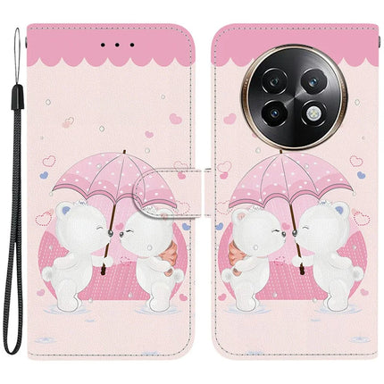 For Realme 13+ 5G Case Pattern Printing Anti-Drop Leather Flip Wallet Phone Cover with Lanyard - Cartoon Couple Bear