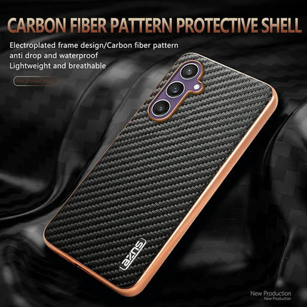 AZNS For Samsung Galaxy A05s 4G  /  M14 4G Case Electroplating Carbon Fiber Texture PU + TPU Phone Cover