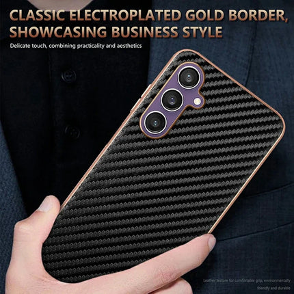 AZNS For Samsung Galaxy A05s 4G  /  M14 4G Case Electroplating Carbon Fiber Texture PU + TPU Phone Cover