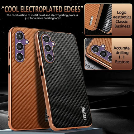 AZNS For Samsung Galaxy A05s 4G  /  M14 4G Case Electroplating Carbon Fiber Texture PU + TPU Phone Cover