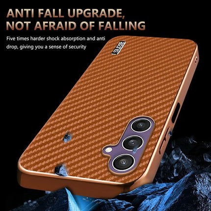 AZNS For Samsung Galaxy A05s 4G  /  M14 4G Case Electroplating Carbon Fiber Texture PU + TPU Phone Cover
