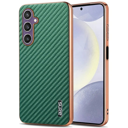 AZNS For Samsung Galaxy A05s 4G  /  M14 4G Case Electroplating Carbon Fiber Texture PU + TPU Phone Cover - Green