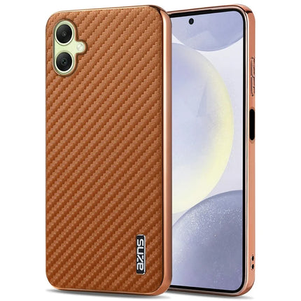 AZNS For Samsung Galaxy A06 Case Electroplating Carbon Fiber Texture PU + TPU Phone Cover - Brown
