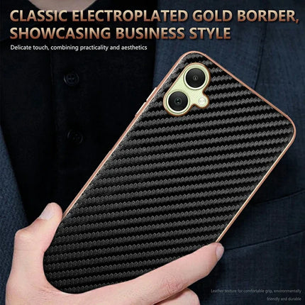 AZNS For Samsung Galaxy A06 Case Electroplating Carbon Fiber Texture PU + TPU Phone Cover