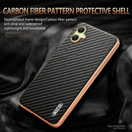 AZNS For Samsung Galaxy A06 Case Electroplating Carbon Fiber Texture PU + TPU Phone Cover