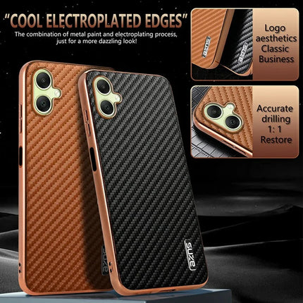AZNS For Samsung Galaxy A06 Case Electroplating Carbon Fiber Texture PU + TPU Phone Cover