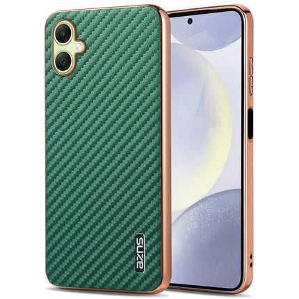 AZNS For Samsung Galaxy A06 Case Electroplating Carbon Fiber Texture PU + TPU Phone Cover - Green