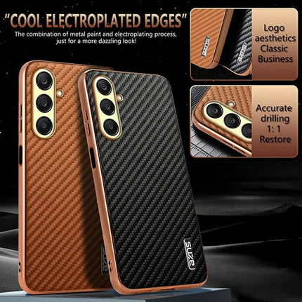 AZNS For Samsung Galaxy A26 5G Case Electroplating Carbon Fiber Texture PU + TPU Phone Cover