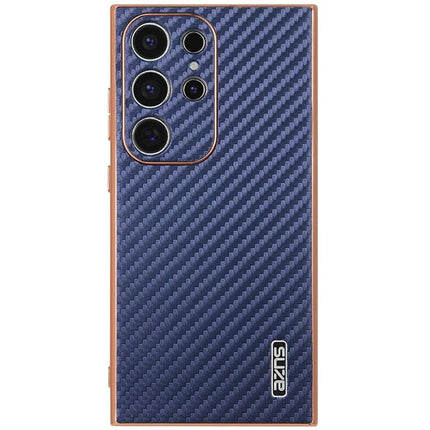 AZNS For Samsung Galaxy S23 Ultra Case Electroplating Carbon Fiber Texture PU + TPU Phone Cover
