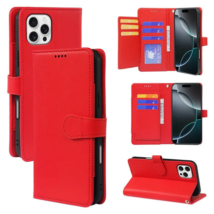 For iPhone 16 Pro Max Case with 9 Card Slots PU Leather Stand Phone Cover - Red