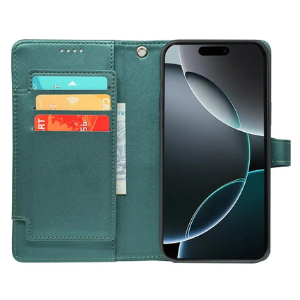 For iPhone 16 Pro Max Case with 9 Card Slots PU Leather Stand Phone Cover