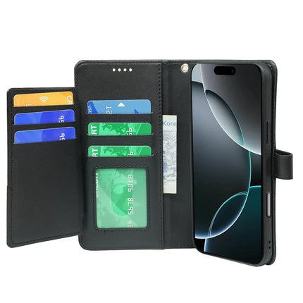For iPhone 16 Pro Case with 9 Card Slots PU Leather Stand Phone Cover