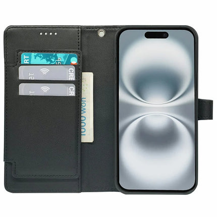 For iPhone 16 Plus Case with 9 Card Slots PU Leather Stand Phone Cover