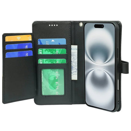 For iPhone 16 Plus Case with 9 Card Slots PU Leather Stand Phone Cover