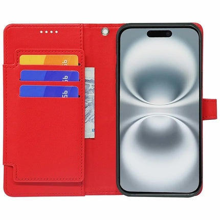 For iPhone 16 Plus Case with 9 Card Slots PU Leather Stand Phone Cover