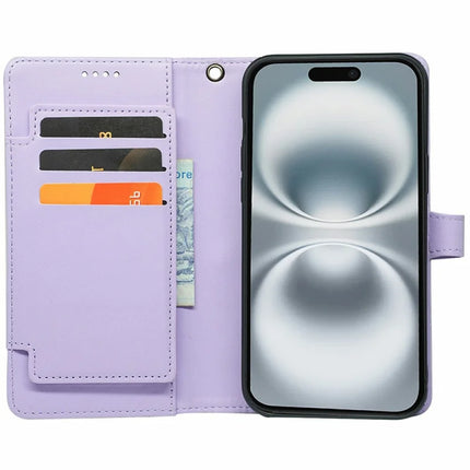 For iPhone 16 Plus Case with 9 Card Slots PU Leather Stand Phone Cover