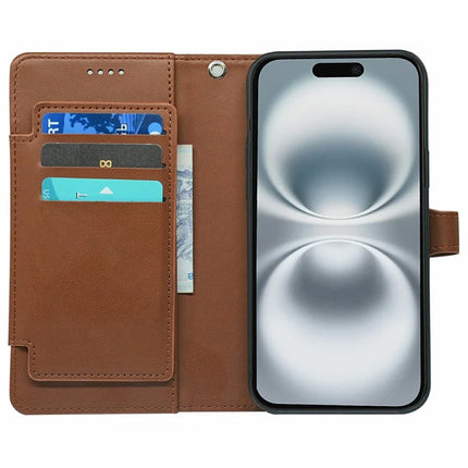 For iPhone 16 Plus Case with 9 Card Slots PU Leather Stand Phone Cover